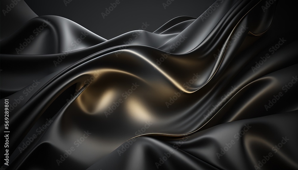 Poster an abstract black and gold background with a wavy pattern on the top of the image and bottom half of