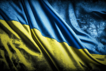 Ukraine flag, large national symbol, fluttering. Large yellow blue Ukrainian state flag, Dnipro city, Independence Constitution Day, National holiday.