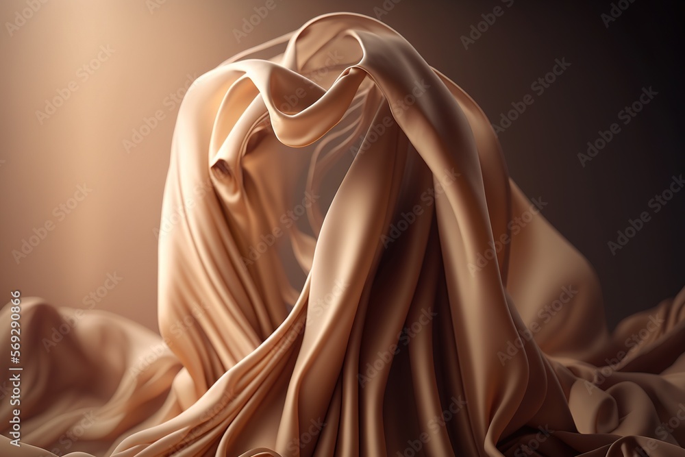 Poster  an abstract photo of a flowing fabric on a dark background with a soft light shining down on it and a soft light shining down on the fabric.  generative ai