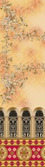 A Beautiful Baroque Ornament Ethnic style border design handmade artwork pattern with watercolor, trending, texture