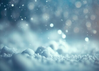 Natural winter Christmas background with sky, heavy snowfall, snowflakes of different shapes and forms, snowdrifts. Winter landscape with falling Christmas, shining beautiful snow. Generative AI