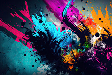 Abstract colorful background. Watercolor splashes. Generative AI