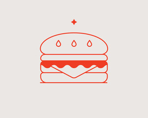 burger illustration in flat style design. Vector illustration