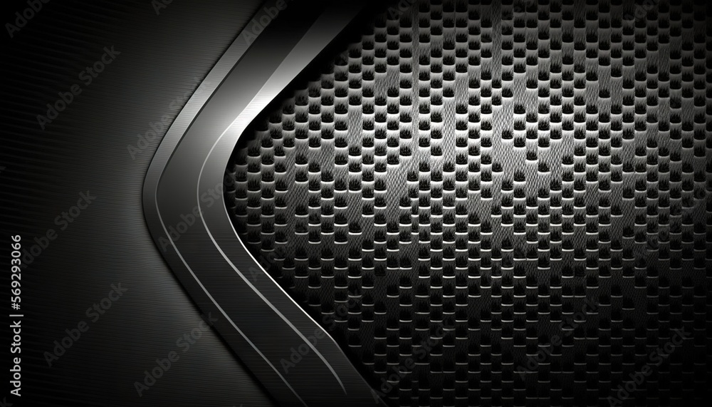 Poster a metallic background with a black and white pattern on it's side and a black and white stripe on th