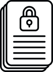 Obraz premium Lock document icon outline vector. Cyber account. Service log