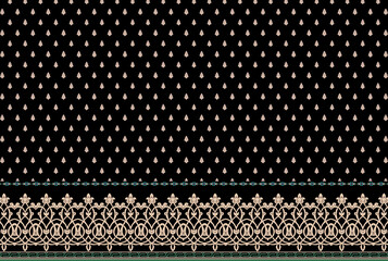 Textile digital design Mughal motif flower details ornament ethnic ikat pattern decor border hand made artwork abstract shape wallpaper gift card frame for women's clothing front back dupatta print.