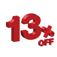 thirteen 13 percent off 3d vector illustration 