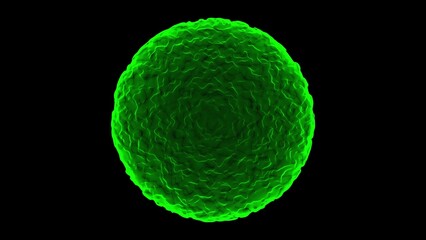 3d green virus isolated on black background. 3D rendering