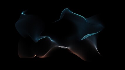 Wavy abstract geometric background, blue flow hoizontal banner. Trendy gradient shapes composition. 3D rendering