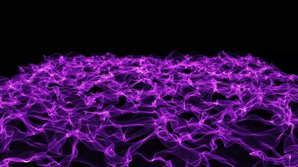 Dot purple wave line light gradient dark background. Abstract technology big data digital background. 3D rendering