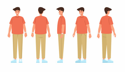 Young man character for your scenes. Cartoon style, flat vector illustration.
