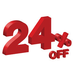 twenty four 24 percent off 3d vector illustration 