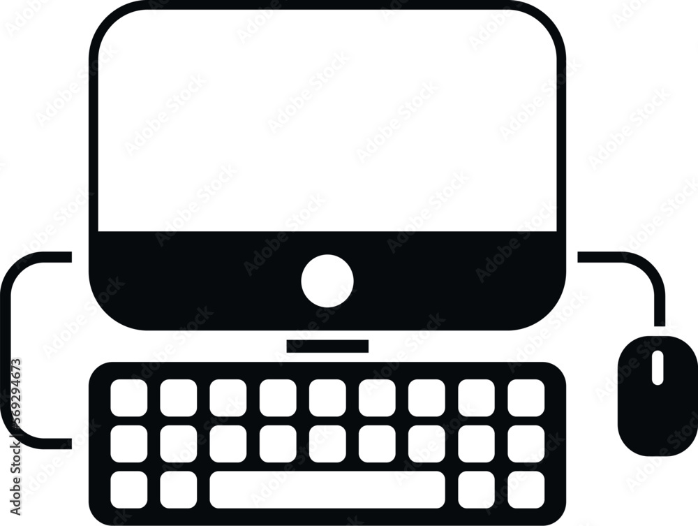 Poster work computer icon simple vector. office sit. chair position