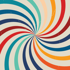 Fototapeta premium Colorful 70s background vector. Vintage wallpaper in retro style with lines, rainbow stripes, geometric shapes. Vector illustration