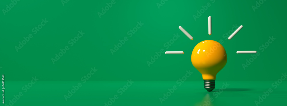 Poster light bulb on a colored background - 3d render