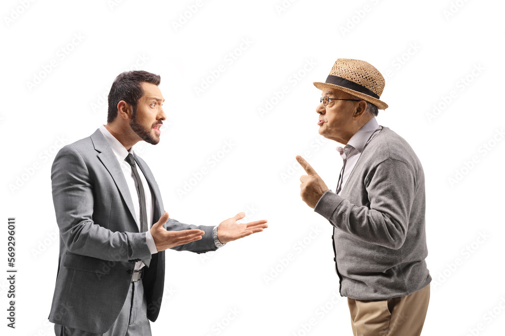 Poster Businessman having an argument with an elderly man