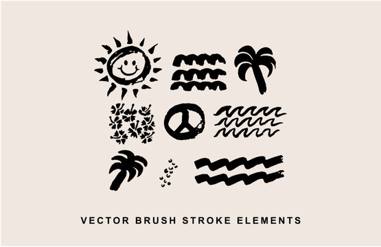 BRUSH STROKE PALMS RETRO VECTOR LOGO 