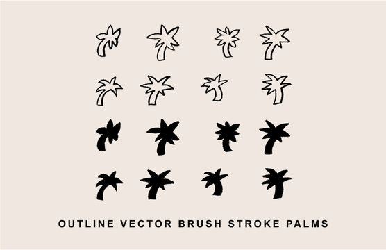 BRUSH STROKE PALMS RETRO VECTOR LOGO 
