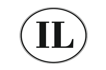 Sign of state of Illinois for sticking on glass of car. Abbreviation IL