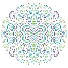 Diseño de mandala digital a color sin fondo