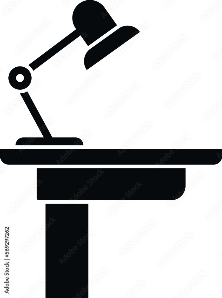 Poster desk lamp icon simple vector. office sit. work computer