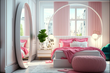 modern bedoom realistic interior, generative ai