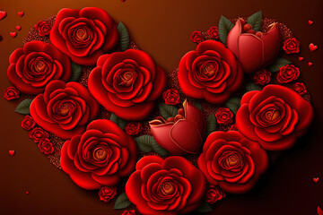 Obraz na płótnie Canvas Rote Rosen in Herzform Illustration für Valentinstag, Hochzeiten, Verlobung, Muttertag 