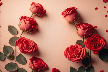 Hintergrund Herz und Rosen Illustration mit Textfreiraum, f&uuml;r Valentinstag, Hochzeiten, Verlobung, Muttertag