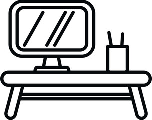Work on computer icon outline vector. Office sit. Correct position