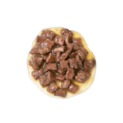 wet pet food on white background