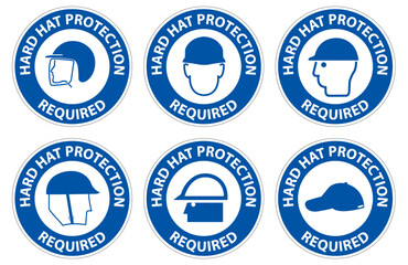 Hard Hat Protection Required Area Sign On White Background