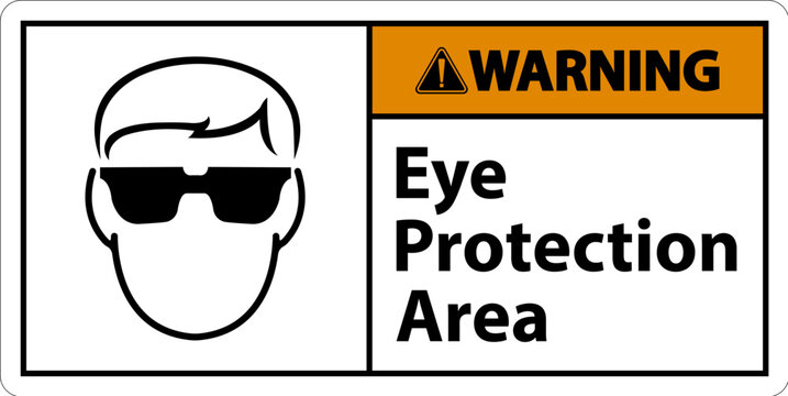 Warning Eye Protection Area Symbol Sign On White Background