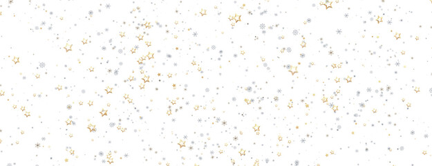 golden openwork shiny snowflakes, star, 3D rendering.