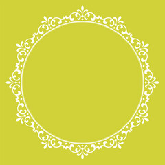 Decorative frame Elegant vector element for design in Eastern style, place for text. Floral yellow and white border. Lace illustration for invitations and greeting cards