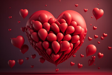 Love in the Air: A Beautiful Red Heart Valentines Day Theme Background. Generative AI