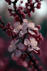 close up of Sakura flower pink background, Beautiful nature spring, cherry blossom flowers, ai generated