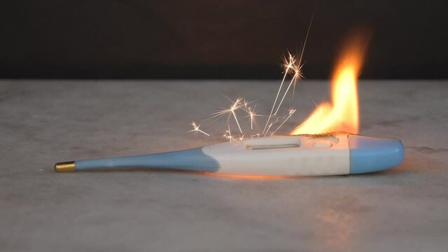 The battery has ignited in the electronic thermome