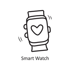 Smart Watch vector outline Icon Design illustration. Olympic Symbol on White background EPS 10 File