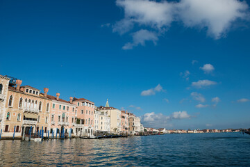 Cityscape and Mediterranean Sea in a Sunny Day in Venice, Veneto in Italy.