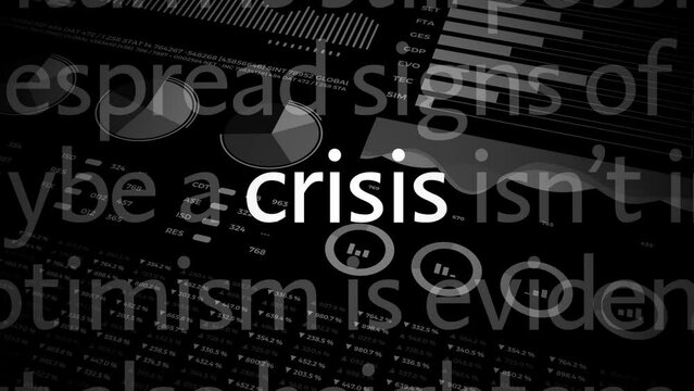 Crisis titles, financial crash, economy recession concept. 4K video animation