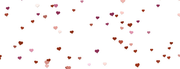 Love valentine background with red petals of hearts on transparent background