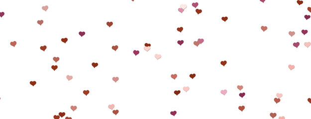 Fototapeta na wymiar Love valentine background with red petals of hearts on transparent background