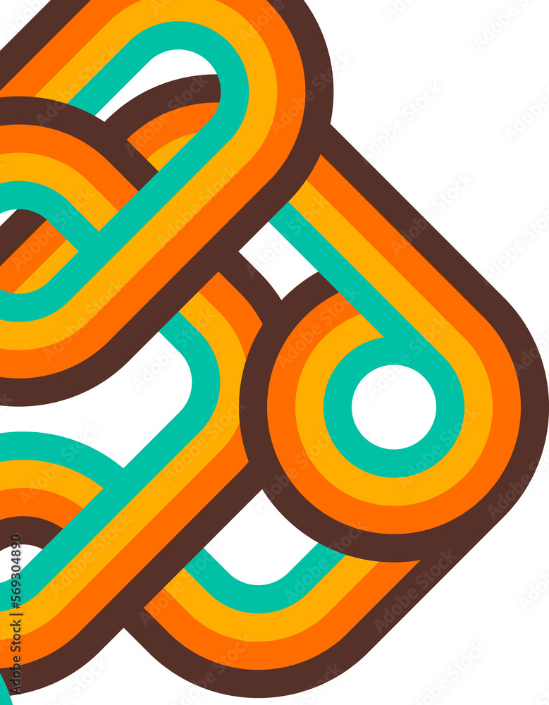 Poster abstract retro background, digital lines and circles, design70s, vector.