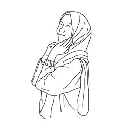 woman Muslim vector line art