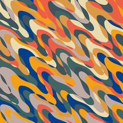 Orange, yellow and blue wavy abstract background