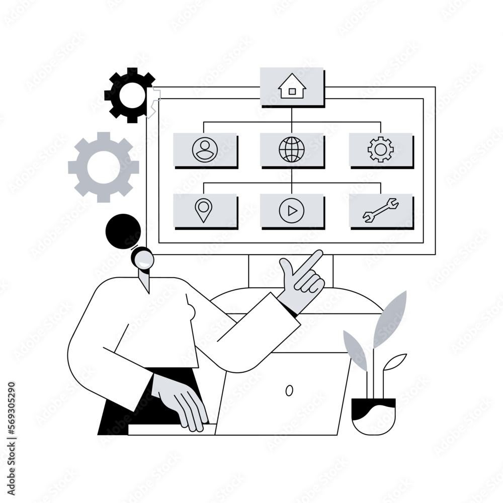 Poster sitemap creation abstract concept vector illustration. web development, website optimization, sitema