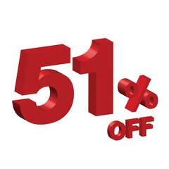 fifty one 51 percent off 3d vector illustration 