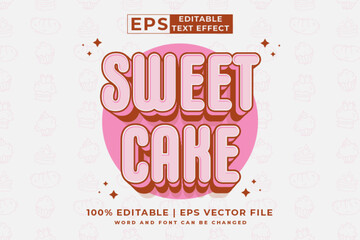 Editable text effect - Sweet Cake 3d Cartoon template style premium vector