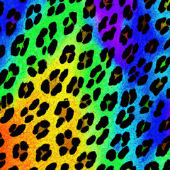 Leopard inspired pattern with psychedelic rainbow colour