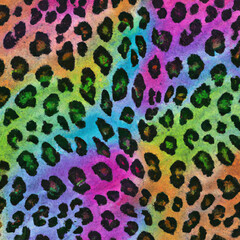 Leopard inspired pattern with psychedelic rainbow colour